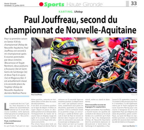 Article Journal Haute Gironde-Paul JOUFFREAU - Juillet  2019