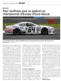Paul Jouffreau joue un podium au championnat dâ€™Europe dâ€™Euro-Nascar